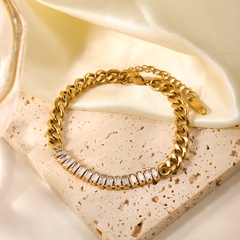 European and American 18k gold-plated stainless steel full zircon splicing bracelet