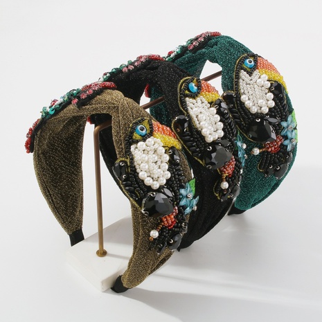 Übertriebenes Licht Luxus Haarband Weiblicher Vogel Perle Strass Blumenstirnband's discount tags