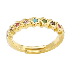 simple adjustable single row color zircon fashion niche ring jewelry