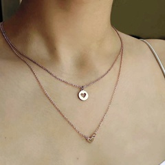 new multi-layered Valentine's Day alloy hollow peach heart pendant clavicle chain