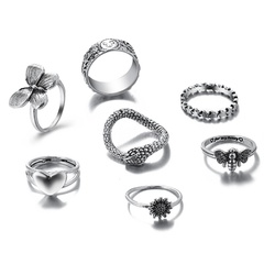 new retro bee joint butterfly combination ring 7 piece set