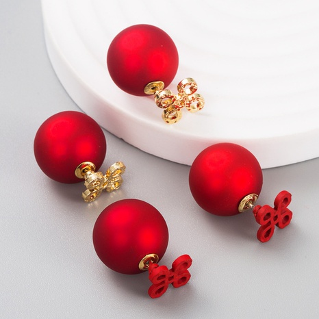 Simple and Fashionable Chinese Knot Earrings Big Spherical Ear Plugs Earrings NHLN544588's discount tags