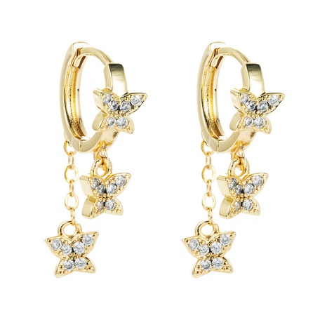 fashion butterfly bee tassel copper micro-inlaid zircon earrings NHLN544605's discount tags