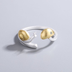 snail mushroom open ring fashion simple personality index copper ring