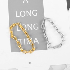 fashion thick bracelet European and American punk hollow U-shaped chain copper bracelet
