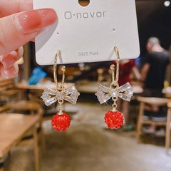 red full rhinestone ball pendant new fashion and elegant earrings