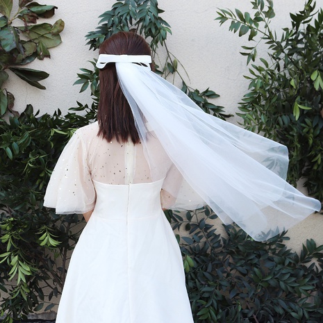 Koreanische Braut Kopfbedeckung Bowknot Haarkamm einfacher Schleier's discount tags