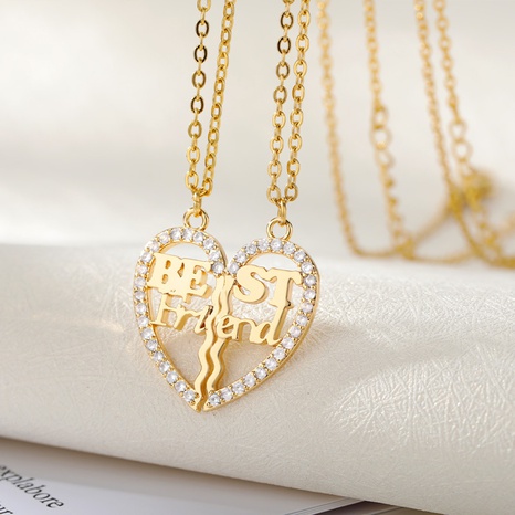 Collier en cuivre avec pendentif couture en forme de coeur doré BestFriend de la mode européenne et américaine's discount tags