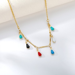 European and American glazed gemstone drop pendant copper necklace