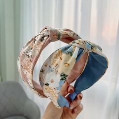 Autumn and winter new printed fabric ethnic wide-brimmed knotted ladies hair accessories