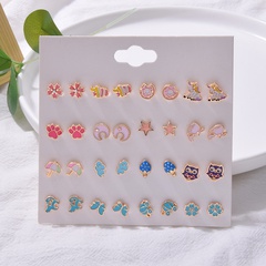 moon claw flower butterfly umbrella lady 16 pairs of earring set
