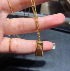 Fashion Small Gold Bar Square Titanium Steel Necklace