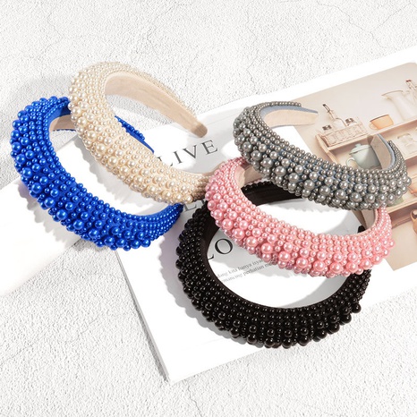 neuer geometrischer Perlenstirnbandschwamm verdickt einfarbiges Stirnband Großhandel's discount tags