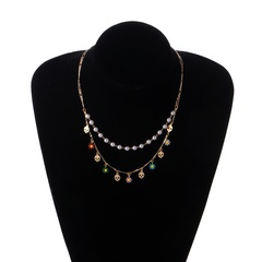 speziell geformte Perlenkette mit geradem Rohranhänger Tropfenglasur Blumenhalskette