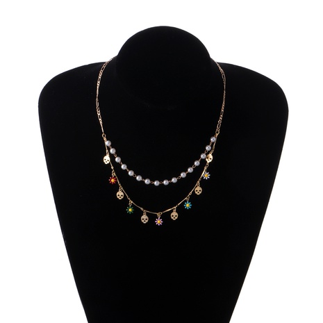 speziell geformte Perlenkette mit geradem Rohranhänger Tropfenglasur Blumenhalskette's discount tags