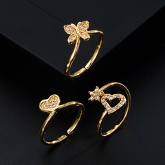 Fashion niche design copper gold-plated micro-inlaid zircon geometric ring female