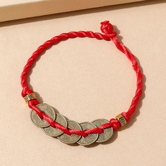 retro creative iron coin wild fashion braided rope bracelet