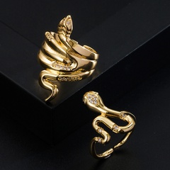 retro copper-plated micro-inlaid zircon snake-shaped ring simple trend ring