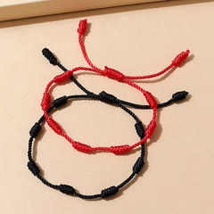 red black couple simple wild creative braided rope bracelet set