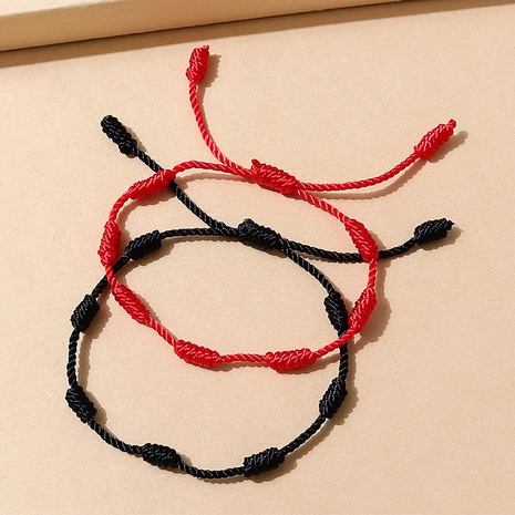 red black couple simple wild creative braided rope bracelet set's discount tags