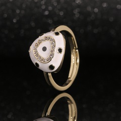 New Fashion Copper Inlaid Zircon Drop Oil Ring Opening Adjustable Christmas Gift Wholesale