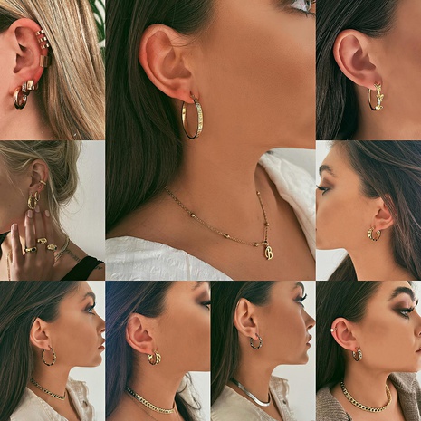 nouvelles boucles d'oreilles creuses créatives en forme de C simples et irrégulières femmes's discount tags