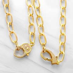 European and American design diamond metal thick chain copper necklace