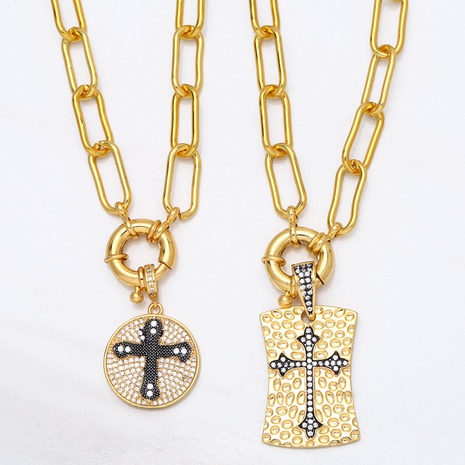 collier de cuivre de personnalité de pendentif de croix de diamant rétro's discount tags