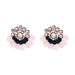new sequined pearl earrings European and American Bohemian flower female earrings