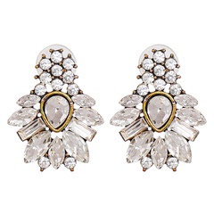New Simple Design Female Earrings Transparent Glass Diamond Earrings