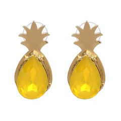 nouvelles boucles d'oreilles en diamant ananas personnalité rétro européenne et américaine en gros