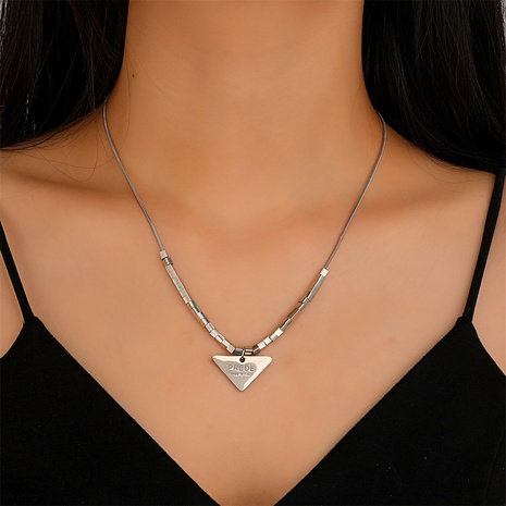 hip-hop stainless steel square pendant necklace letter clavicle chain's discount tags