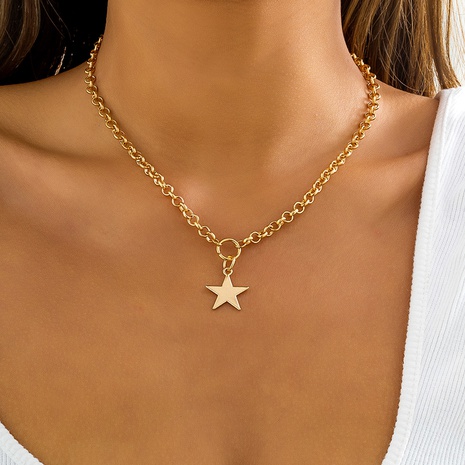 European and American star pendant single layer clavicle chain's discount tags