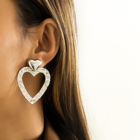 boucles d'oreilles double amour creux géométriques à tempérament simple's discount tags