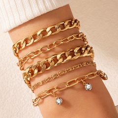 Fashion Jewelry Alloy Diamond Multilayer Bracelet Chain Bracelet Five Piece Set
