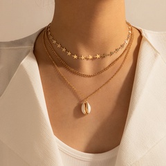 Mode-Muschel dreischichtige Sternscheibenkette mehrschichtige Halskette