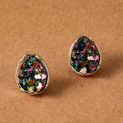 simple imitation natural stone drop-shaped alloy earrings