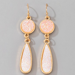 fashion earrings pink sequin ear hooks geometric alloy drop-shaped earrings
