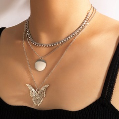Modeschmuck Schmetterling Hohle Geometrische Scheibe Mehrschichtige Halskette