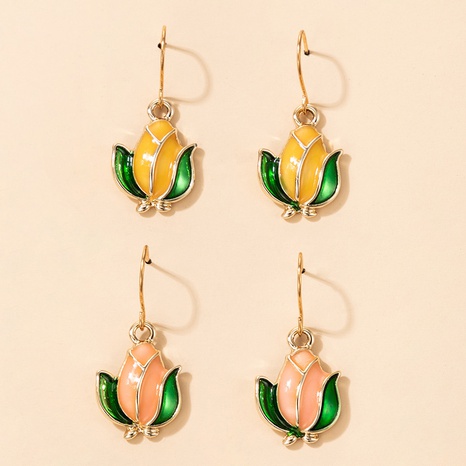 fashion earrings flower color dripping oil ear hook set geometric irregular two-piece earrings's discount tags