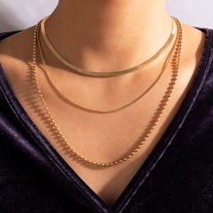 Fashion Small Round Bead Chain Multilayer Snake Bone Necklace