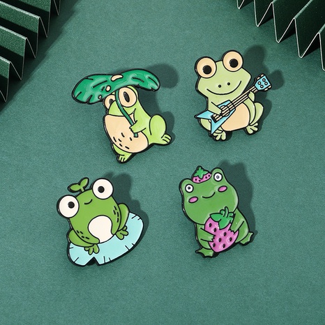 new enamel lotus leaf frog brooch creative cartoon badge wholesale's discount tags