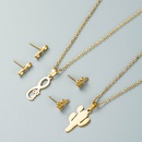 fashion stainless steel 2piece cactus letter necklace earrings set  NHLN559933picture10