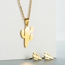 fashion stainless steel 2piece cactus letter necklace earrings set  NHLN559933picture13