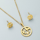 fashion stainless steel hollow round butterfly cross necklace earrings 2piece setpicture9