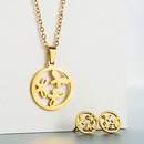 fashion stainless steel hollow round butterfly cross necklace earrings 2piece setpicture10
