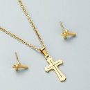 fashion stainless steel hollow round butterfly cross necklace earrings 2piece setpicture11