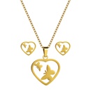 fashion stainless steel hollow heartshaped butterfly four leaf clover necklace earrings setpicture11