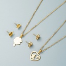 fashion stainless steel hollow heartshaped butterfly four leaf clover necklace earrings setpicture9