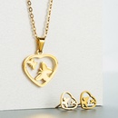 fashion stainless steel hollow heartshaped butterfly four leaf clover necklace earrings setpicture10